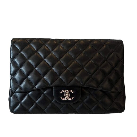 Chanel Single Flap Jumbo Black Silver hardware - Picture 1 of 9